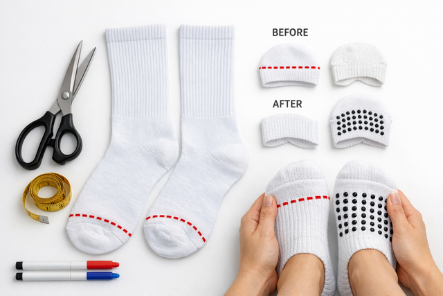 Where to Cut Grip Socks for DIY Anti-Slip Fit